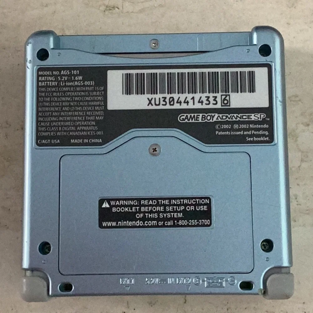 Gameboy Advance SP Console 101 Back Lit AGS-101 Pearl Blue Nintendo GBA Game Boy